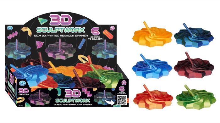 3D PRINTED (Skulptworx) Hexgon Spinner (Trottola Esagonale) in PLA cm In espo da pz 6ass…x192